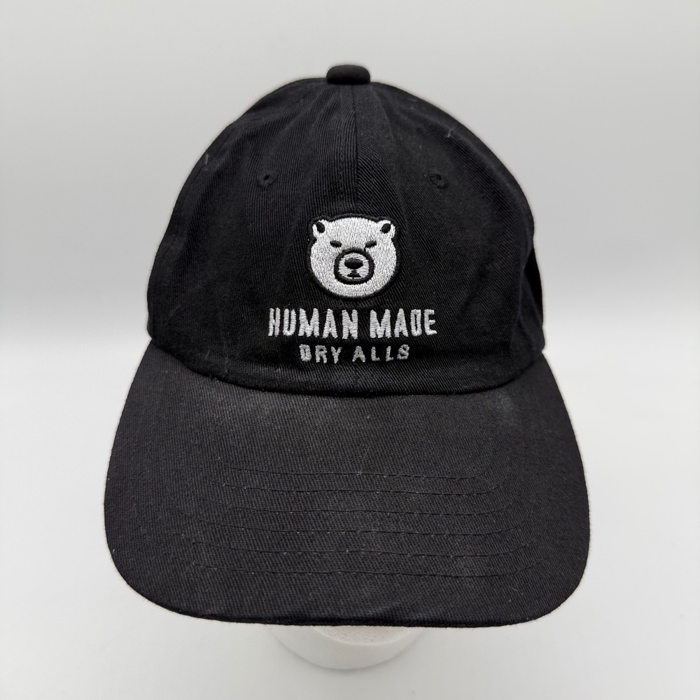 Human Made Dry Alls Polar Bear Logo Black Cotton Adjustable Baseball Cap Hat